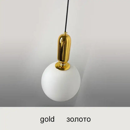 Modern black gold & white glass ball led chandelier living room