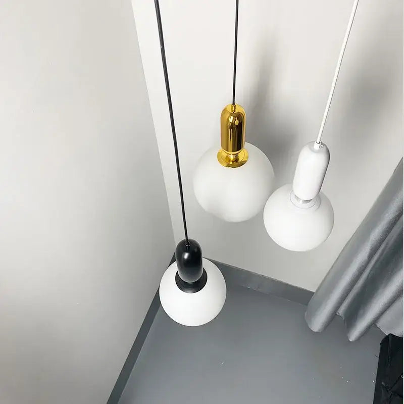 Modern black gold & white glass ball led chandelier living room