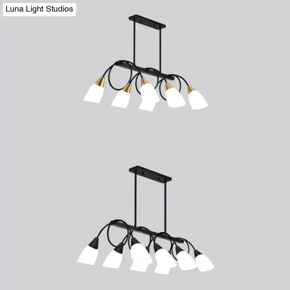 Modern black & gold white glass ceiling light dining room chandelier
