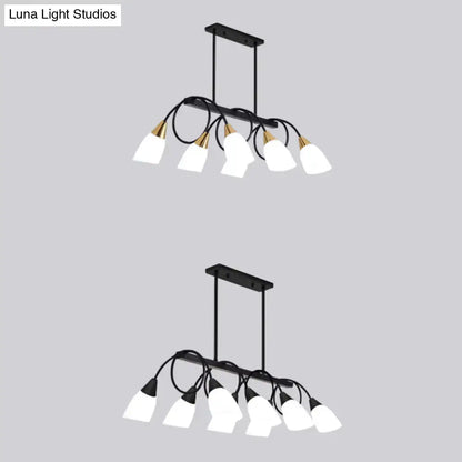 Modern black & gold white glass ceiling light dining room chandelier