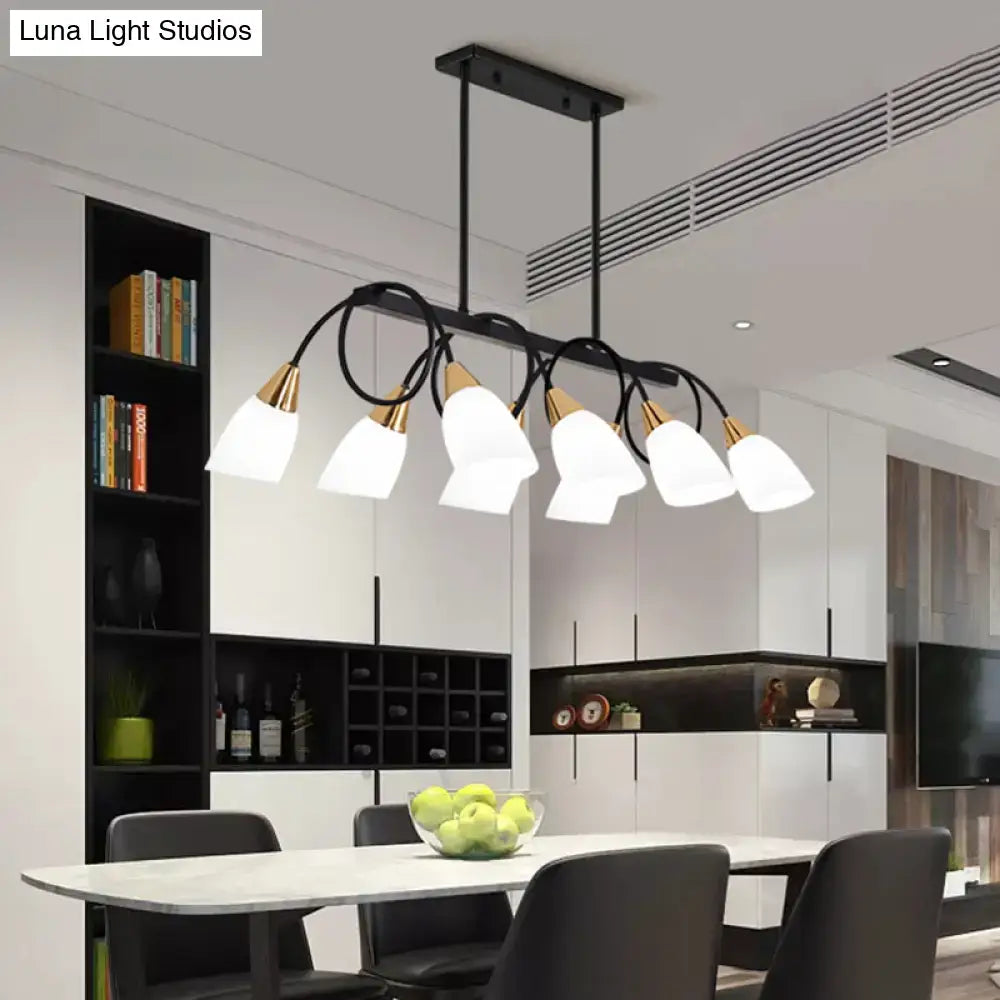 Modern black & gold white glass ceiling light dining room chandelier