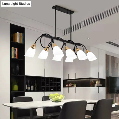 Modern black & gold white glass ceiling light dining room chandelier