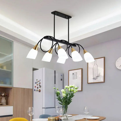 Modern black & gold white glass ceiling light dining room chandelier