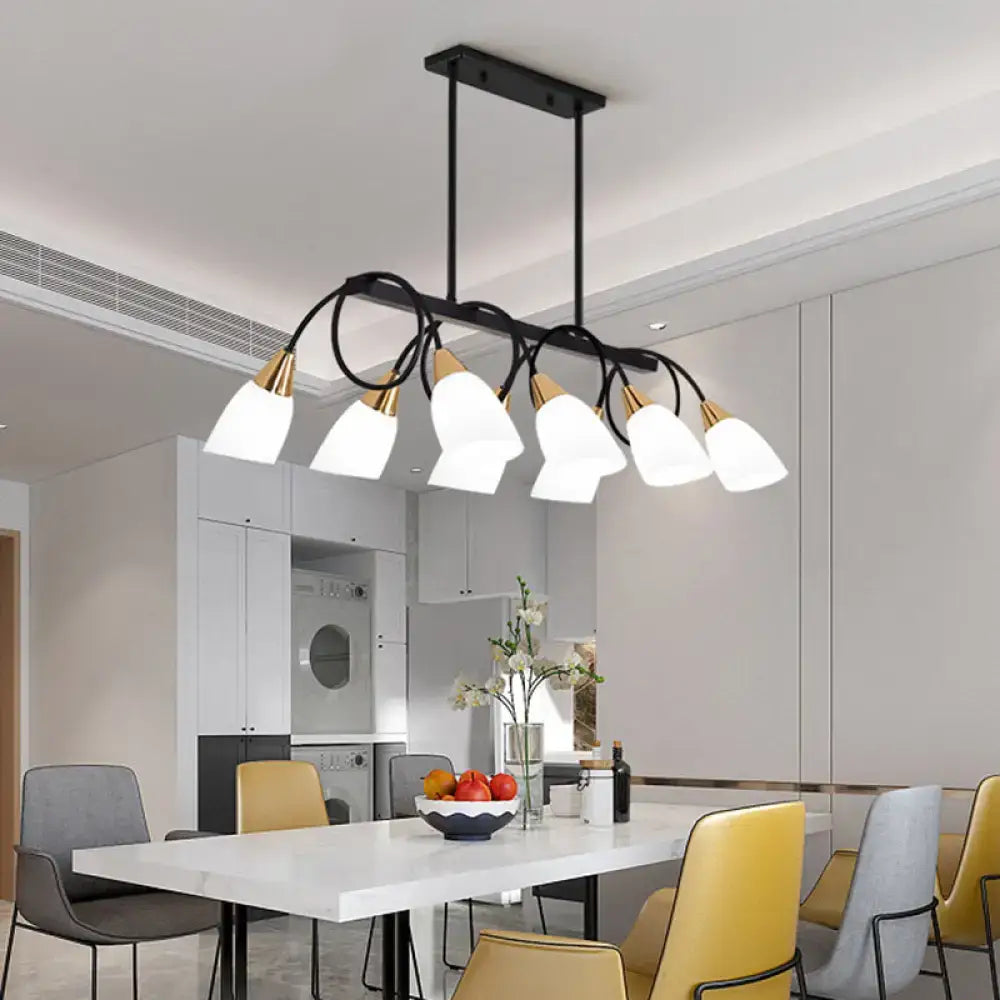 Modern black & gold white glass ceiling light dining room chandelier