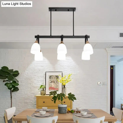 Modern black & gold white glass ceiling light dining room chandelier