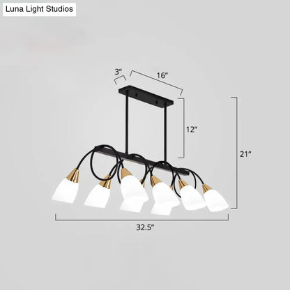 Modern black & gold white glass ceiling light dining room chandelier
