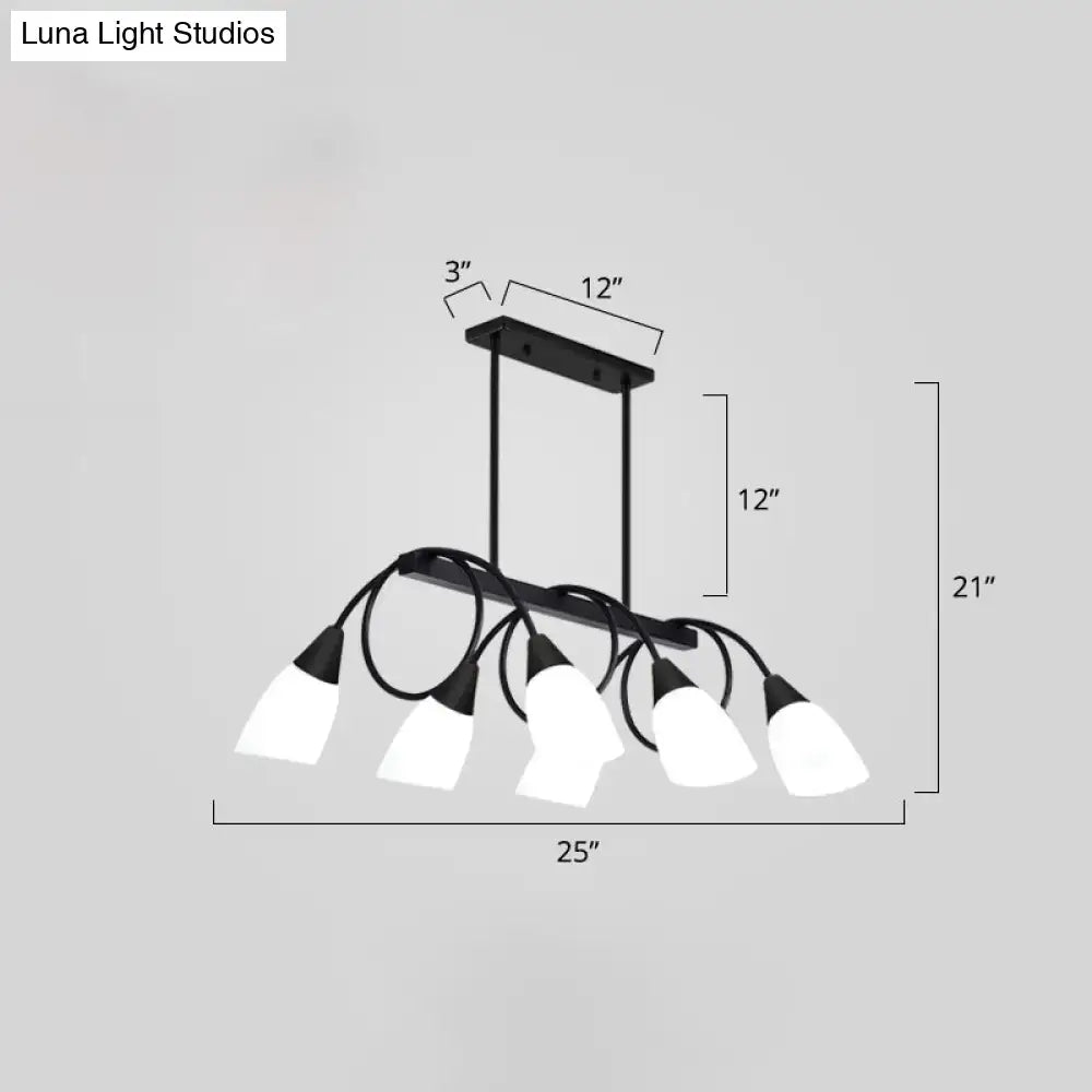 Modern black & gold white glass ceiling light dining room chandelier