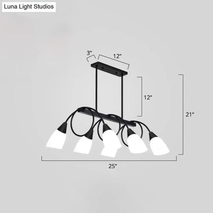 Modern black & gold white glass ceiling light dining room chandelier