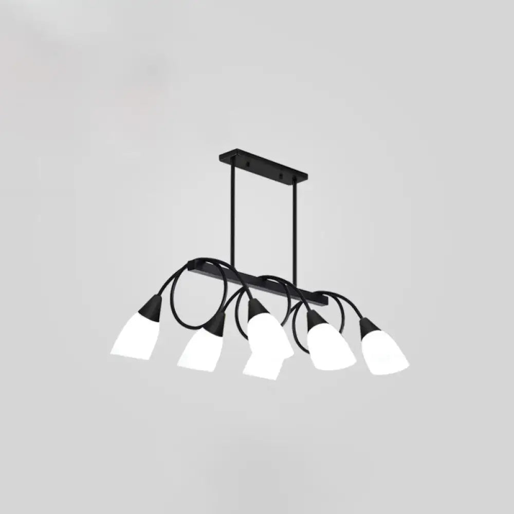 Modern black & gold white glass ceiling light dining room chandelier