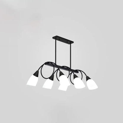 Modern black & gold white glass ceiling light dining room chandelier