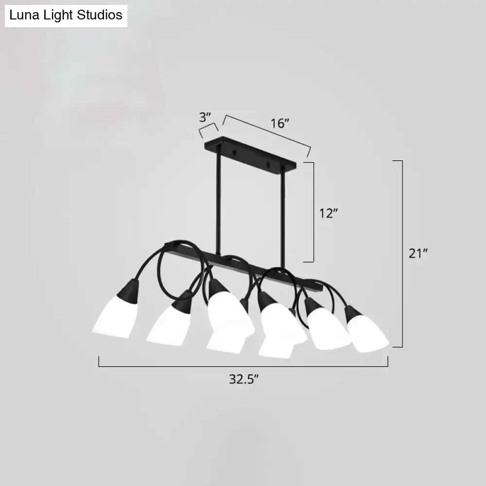 Modern black & gold white glass ceiling light dining room chandelier