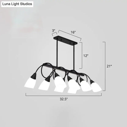 Modern black & gold white glass ceiling light dining room chandelier