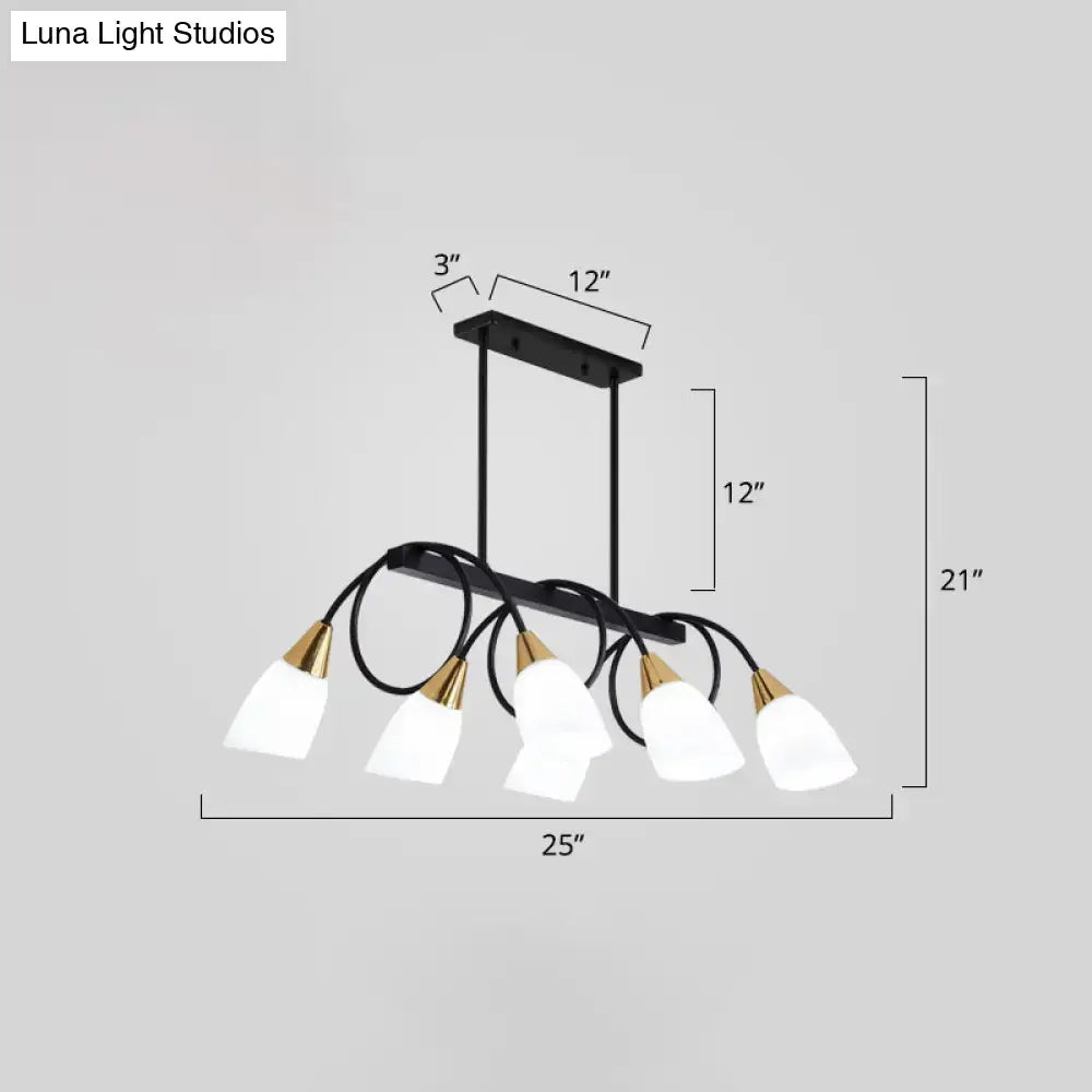 Modern black & gold white glass ceiling light dining room chandelier
