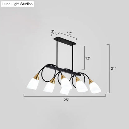 Modern black & gold white glass ceiling light dining room chandelier