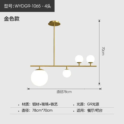 Modern black & golden glass chandelier kitchen pendant light