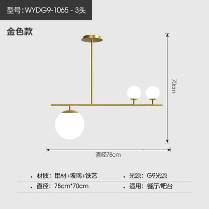 Modern black & golden glass chandelier kitchen pendant light