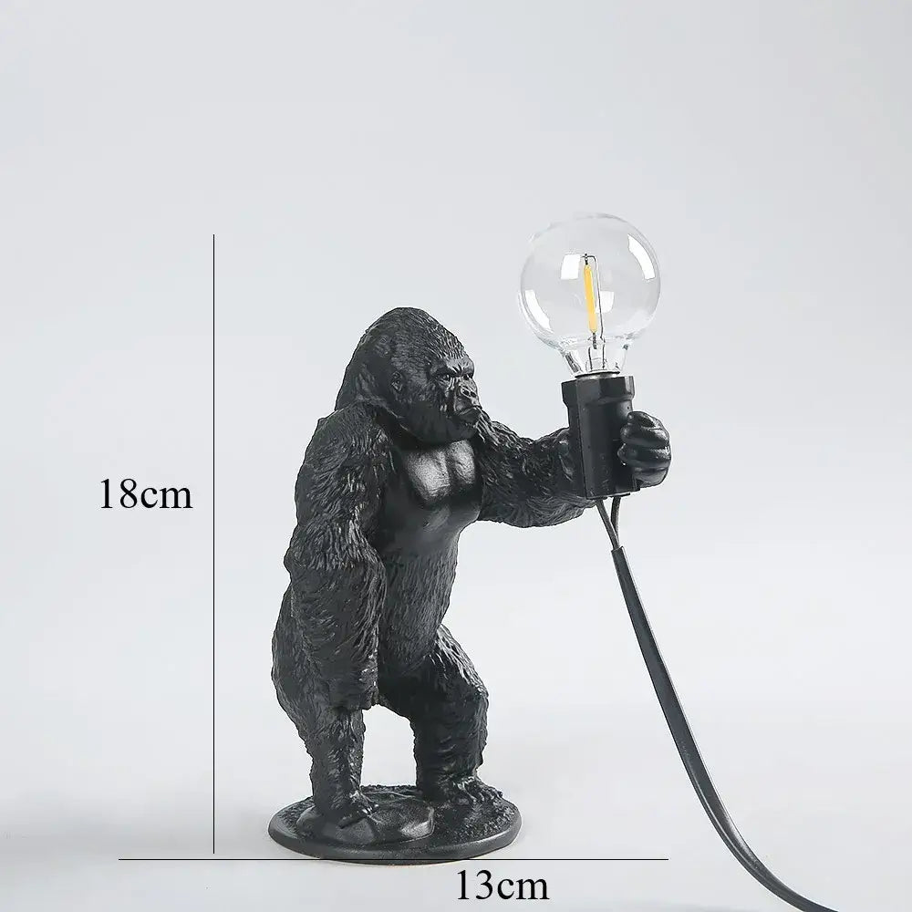 Modern black gorilla night light bedroom resin lamp