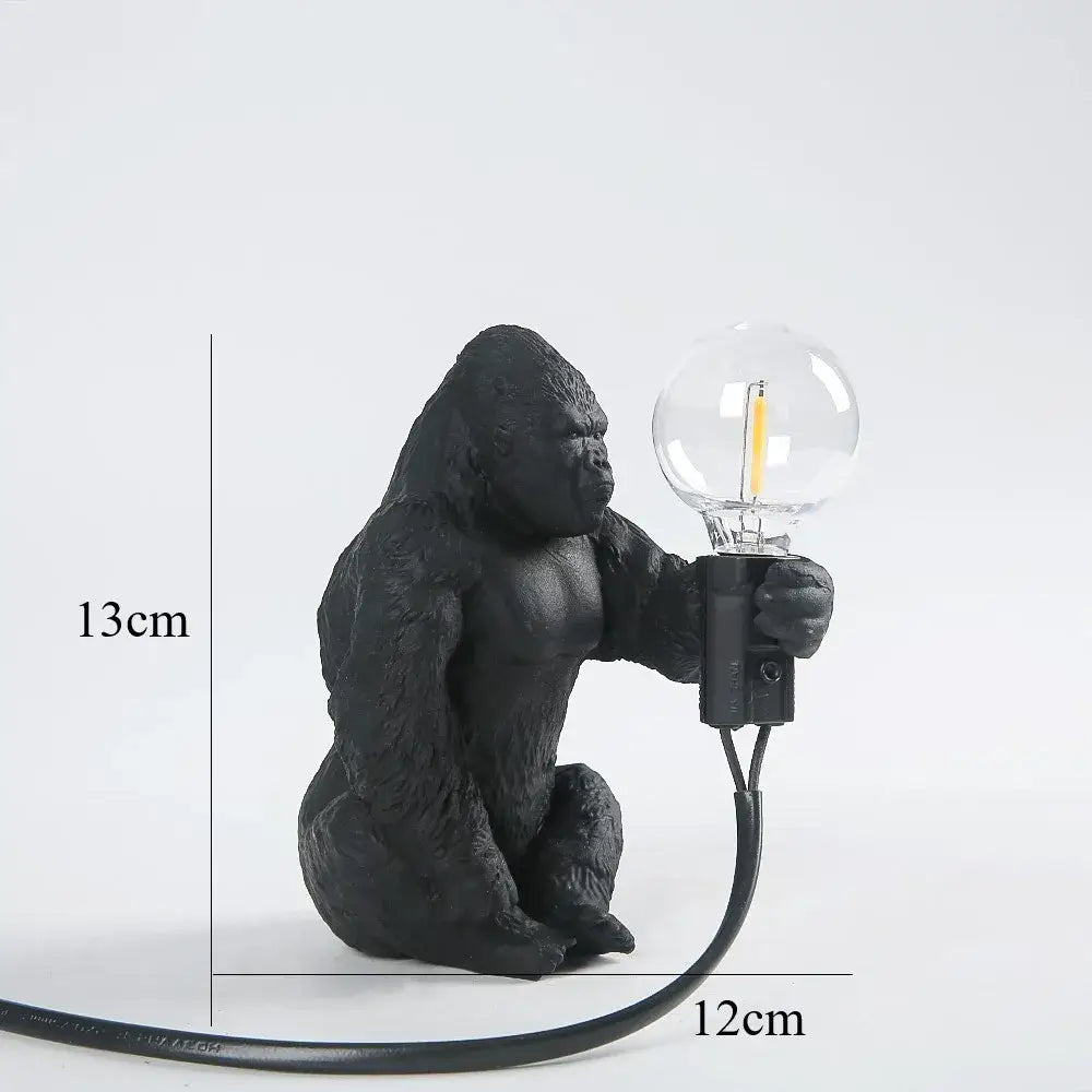 Modern black gorilla night light bedroom resin lamp