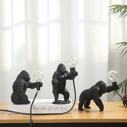 Modern black gorilla night light bedroom resin lamp