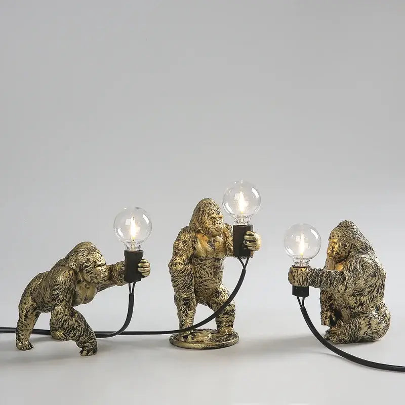 Modern black gorilla night light bedroom resin lamp