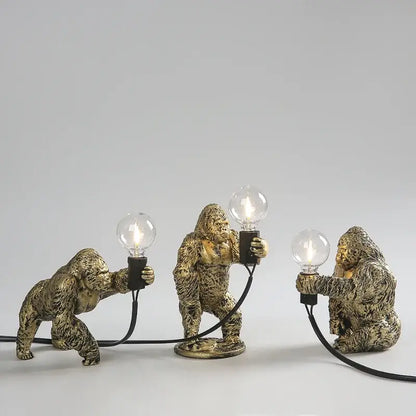 Modern black gorilla night light bedroom resin lamp
