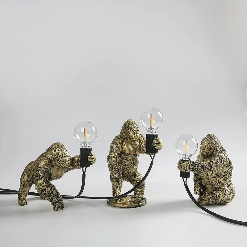 Modern black gorilla night light bedroom resin lamp