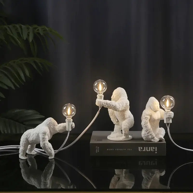 Modern black gorilla night light bedroom resin lamp