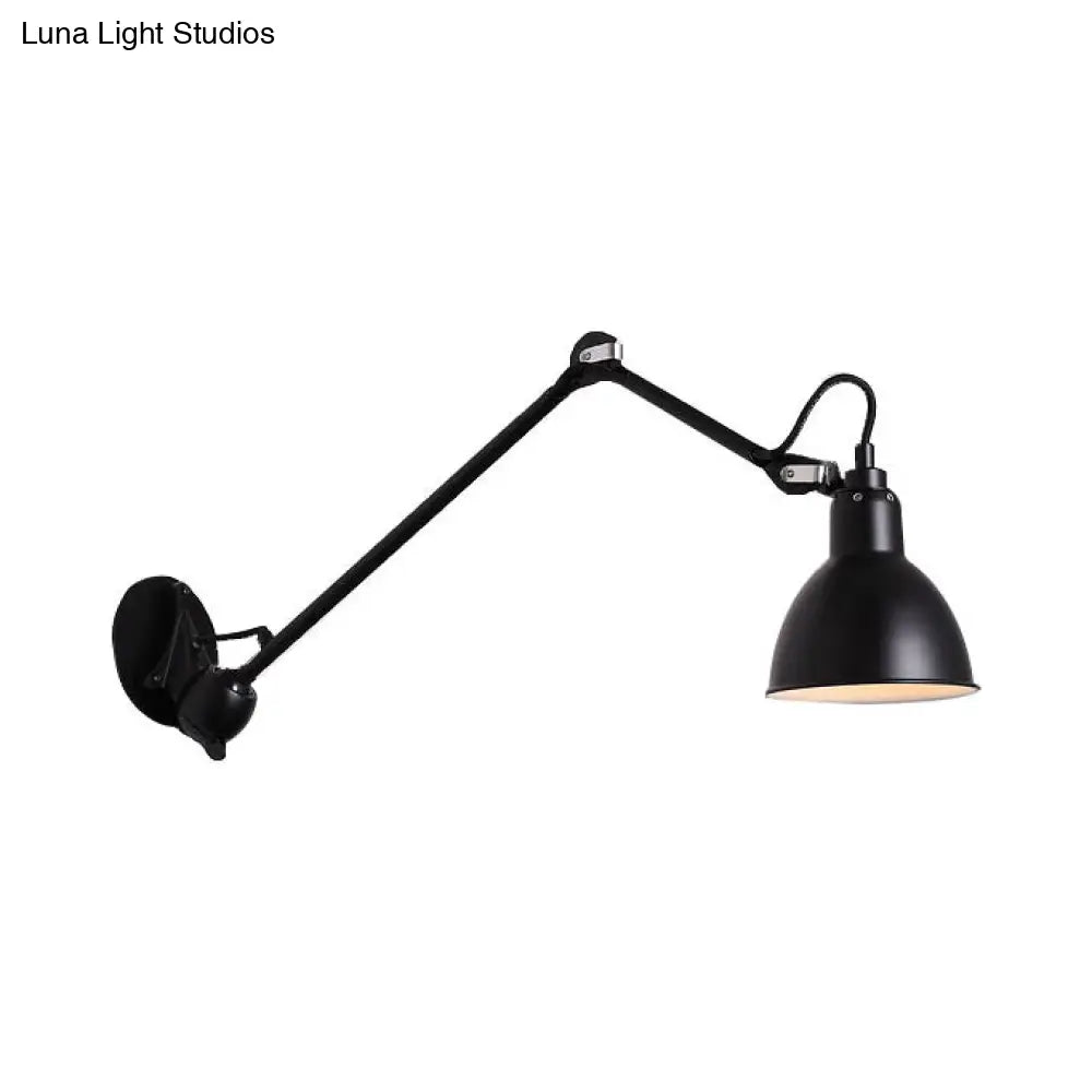 DecorBites™ Modern Black/Gray Domed Wall Sconce Light with Adjustable Metallic Arm - 1 Head, 23.5"+8"/16"+8" Length