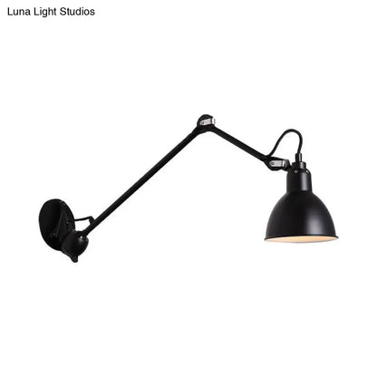 DecorBites™ Modern Black/Gray Domed Wall Sconce Light with Adjustable Metallic Arm - 1 Head, 23.5"+8"/16"+8" Length