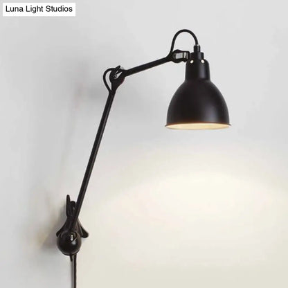DecorBites™ Modern Black/Gray Domed Wall Sconce Light with Adjustable Metallic Arm - 1 Head, 23.5"+8"/16"+8" Length