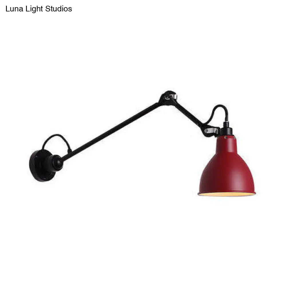DecorBites™ Modern Black/Gray Domed Wall Sconce Light with Adjustable Metallic Arm - 1 Head, 23.5"+8"/16"+8" Length