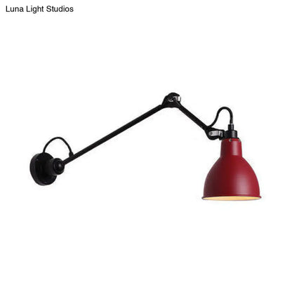 DecorBites™ Modern Black/Gray Domed Wall Sconce Light with Adjustable Metallic Arm - 1 Head, 23.5"+8"/16"+8" Length