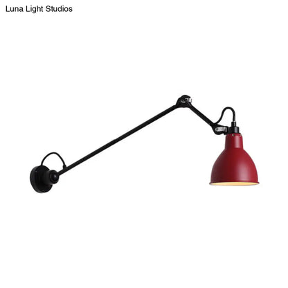 DecorBites™ Modern Black/Gray Domed Wall Sconce Light with Adjustable Metallic Arm - 1 Head, 23.5"+8"/16"+8" Length