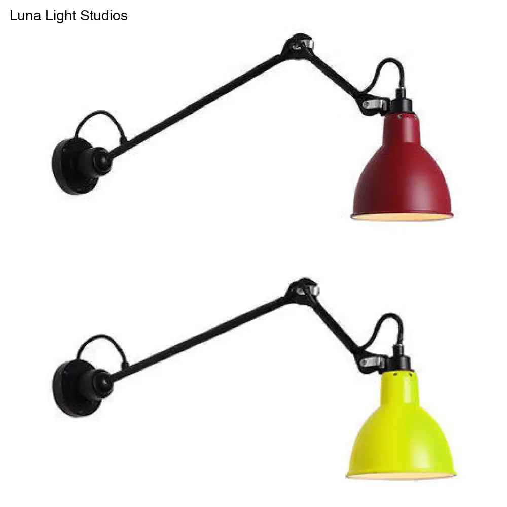 DecorBites™ Modern Black/Gray Domed Wall Sconce Light with Adjustable Metallic Arm - 1 Head, 23.5"+8"/16"+8" Length