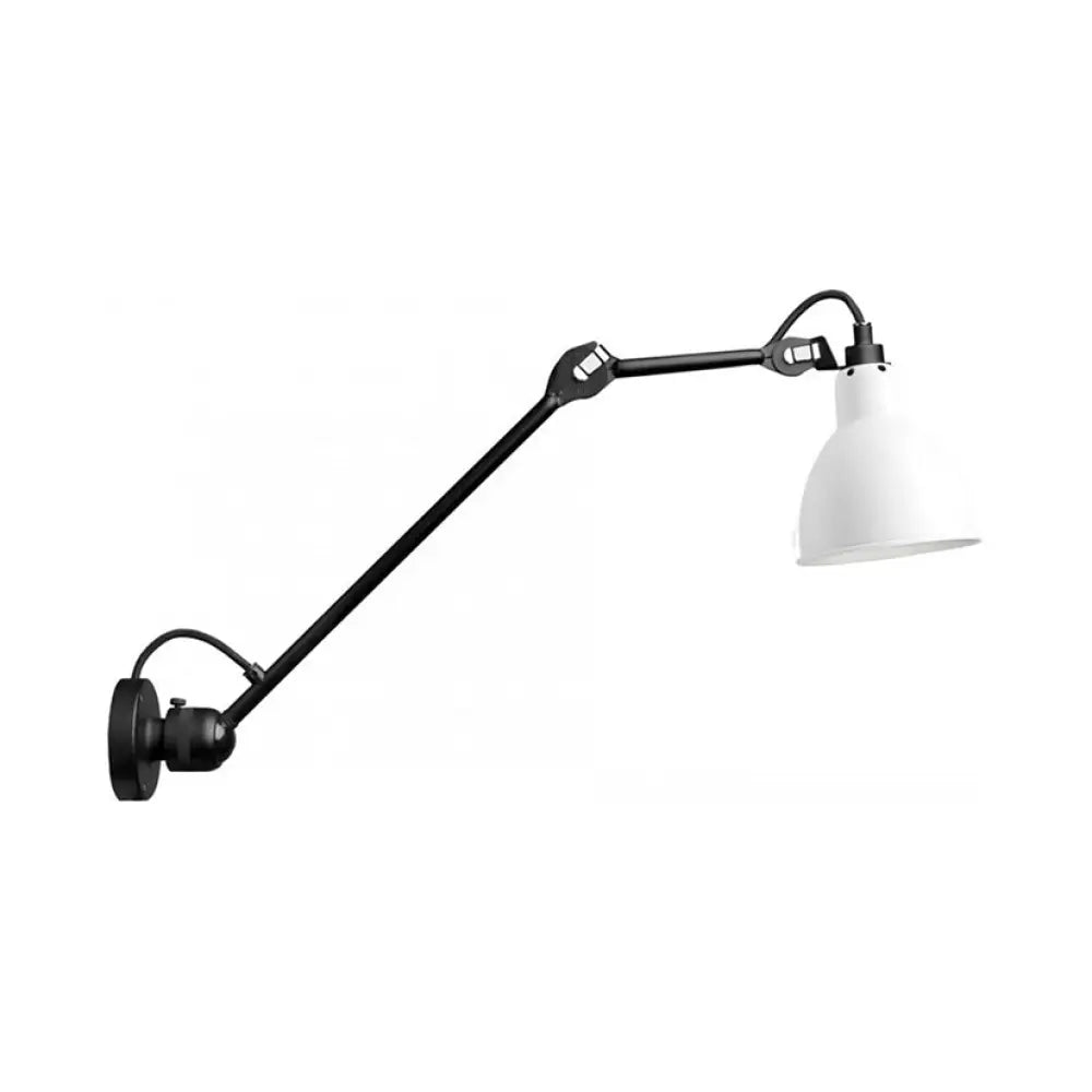 DecorBites™ Modern Black/Gray Domed Wall Sconce Light with Adjustable Metallic Arm - 1 Head, 23.5"+8"/16"+8" Length