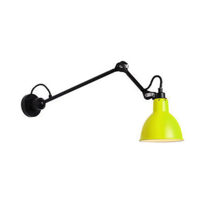 DecorBites™ Modern Black/Gray Domed Wall Sconce Light with Adjustable Metallic Arm - 1 Head, 23.5"+8"/16"+8" Length