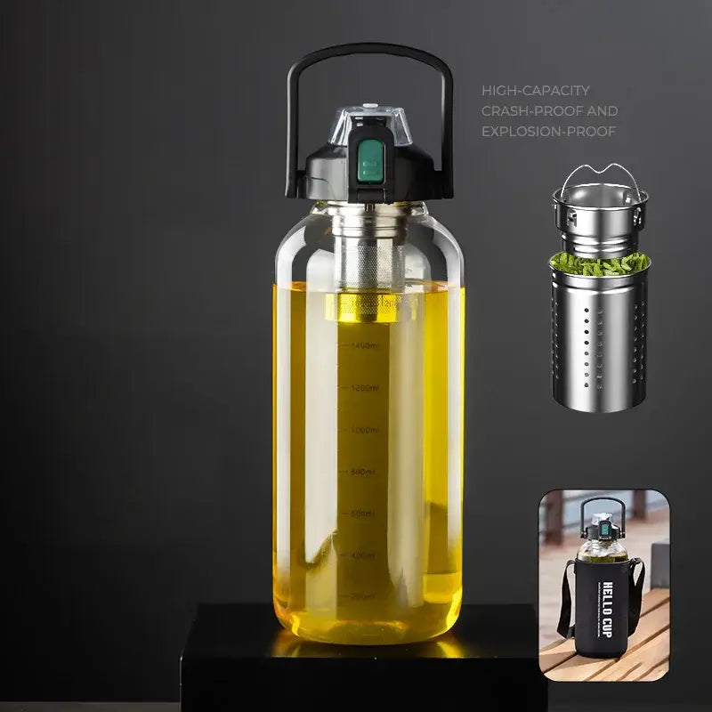 Modern black & green glass cup kitchen tea separation mug