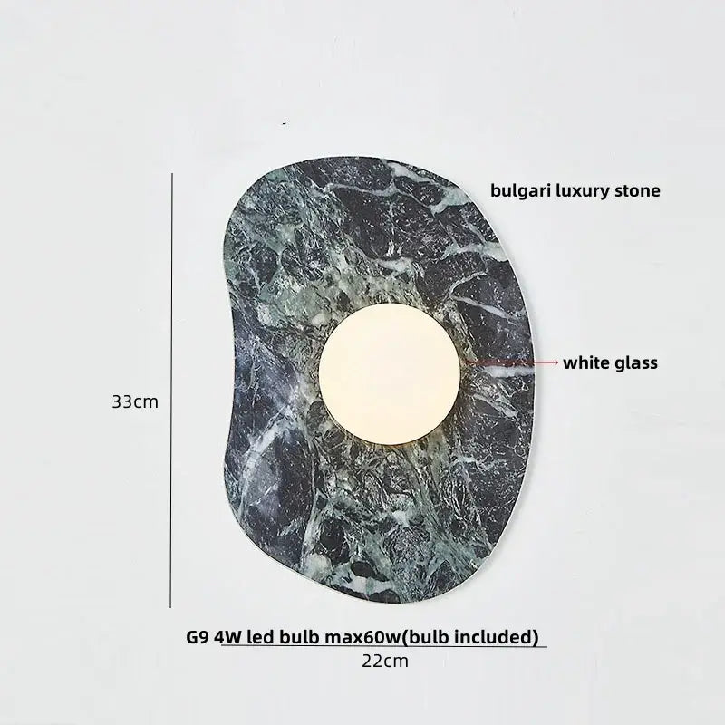 Modern black & green marble wall sconce bedroom light