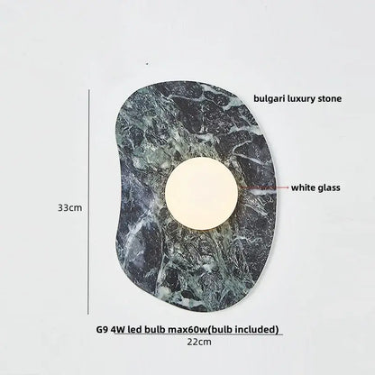 Modern black & green marble wall sconce bedroom light