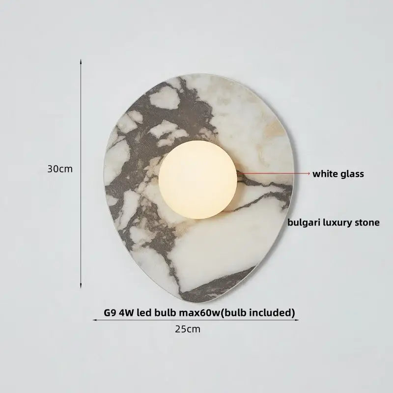 Modern black & green marble wall sconce bedroom light