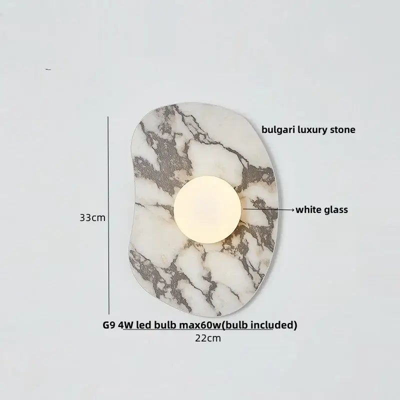 Modern black & green marble wall sconce bedroom light