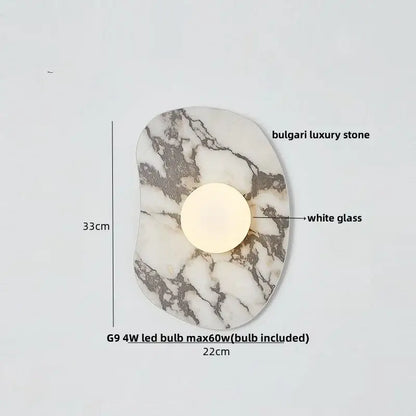 Modern black & green marble wall sconce bedroom light