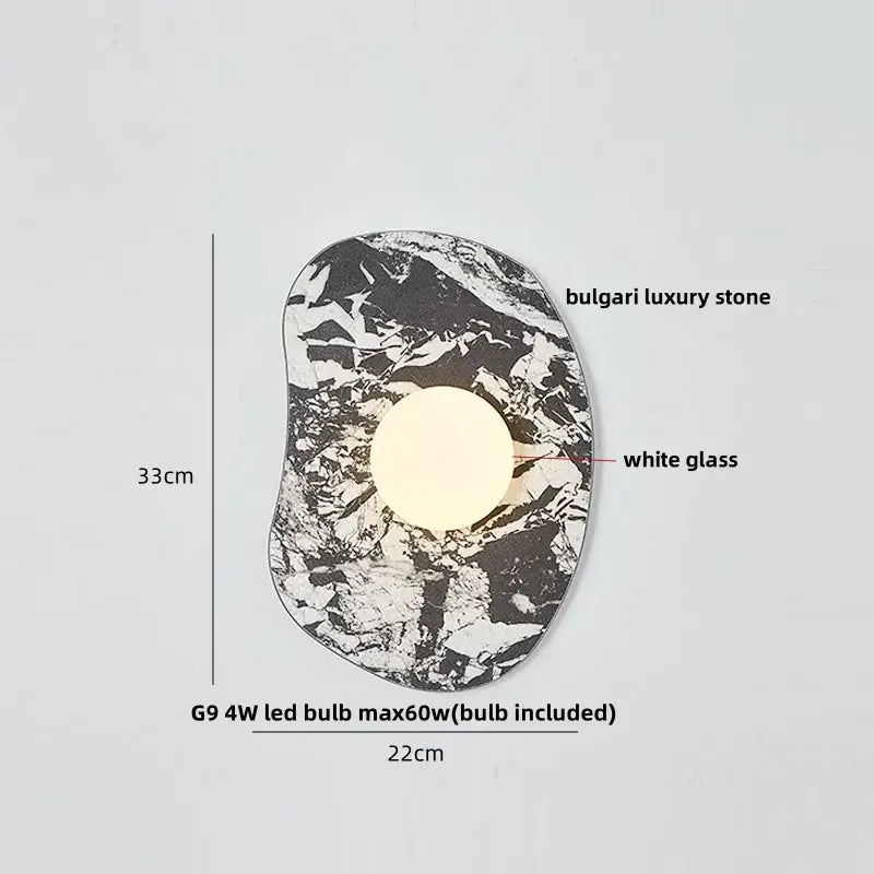 Modern black & green marble wall sconce bedroom light