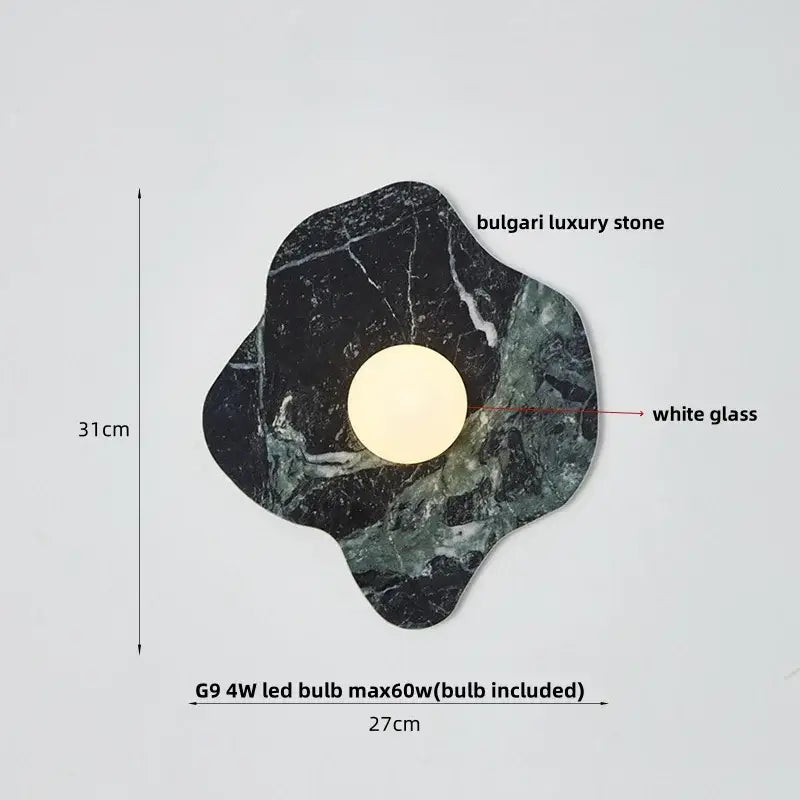 Modern black & green marble wall sconce bedroom light