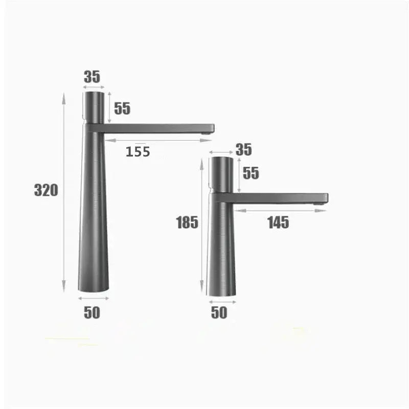 Modern black & grey brass basin faucet bathroom mixer tap