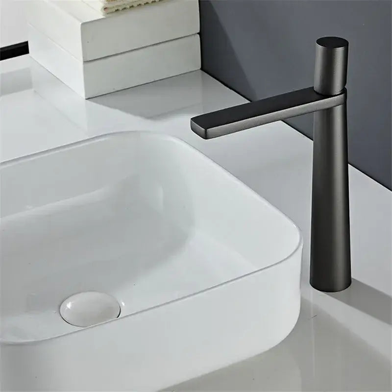 Modern black & grey brass basin faucet bathroom mixer tap