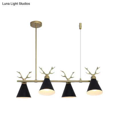 Modern black grey white antler chandelier dining room light