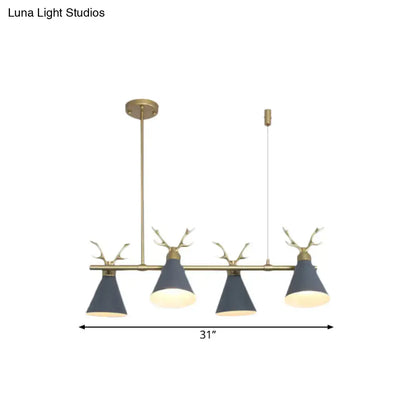 Modern black grey white antler chandelier dining room light