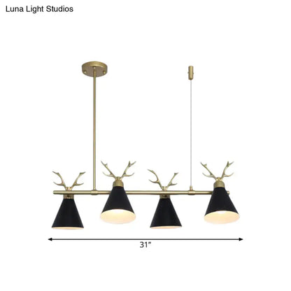 Modern black grey white antler chandelier dining room light
