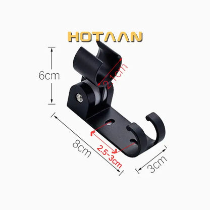 Modern black hand shower holder with hooks bathroom organizer